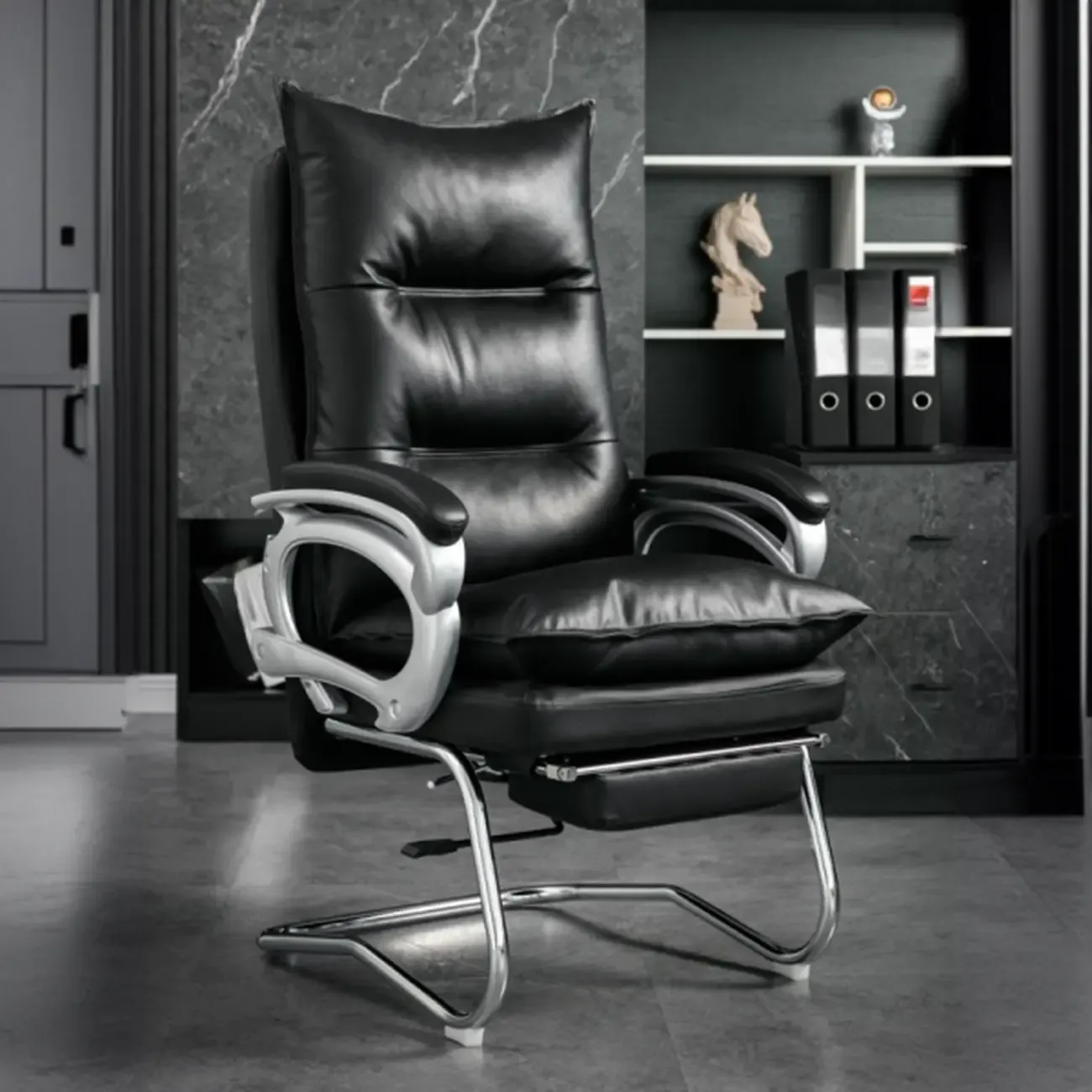 Elegant Brown Leather Reclining Executive Office Chair