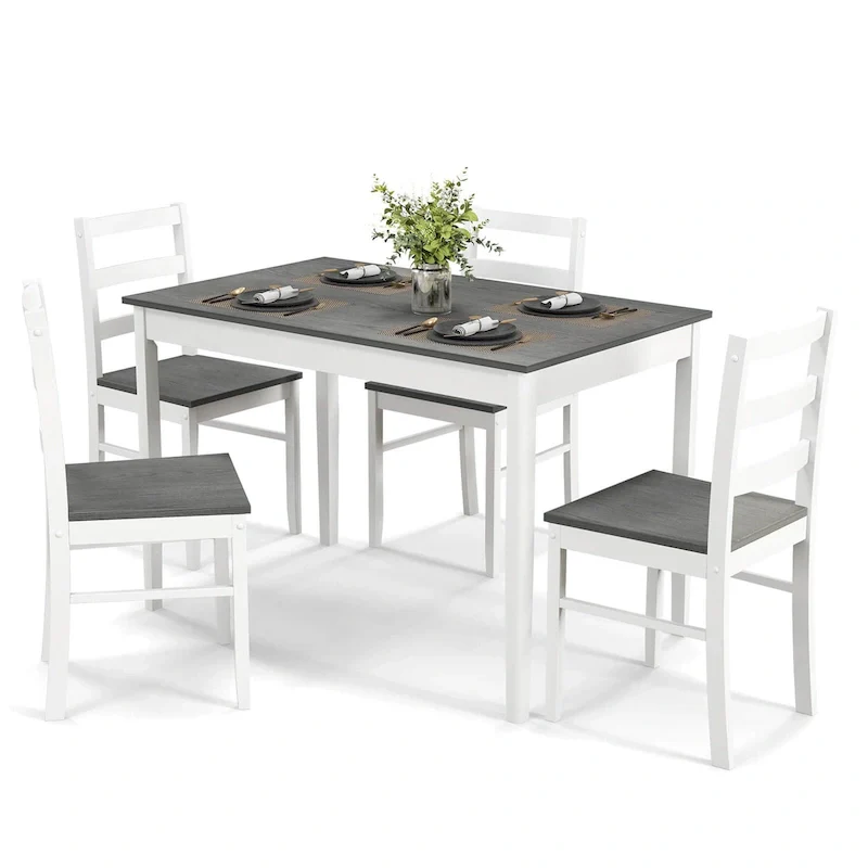Costway 5-Piece Dining Set Solid Wood Kitchen Furniture with