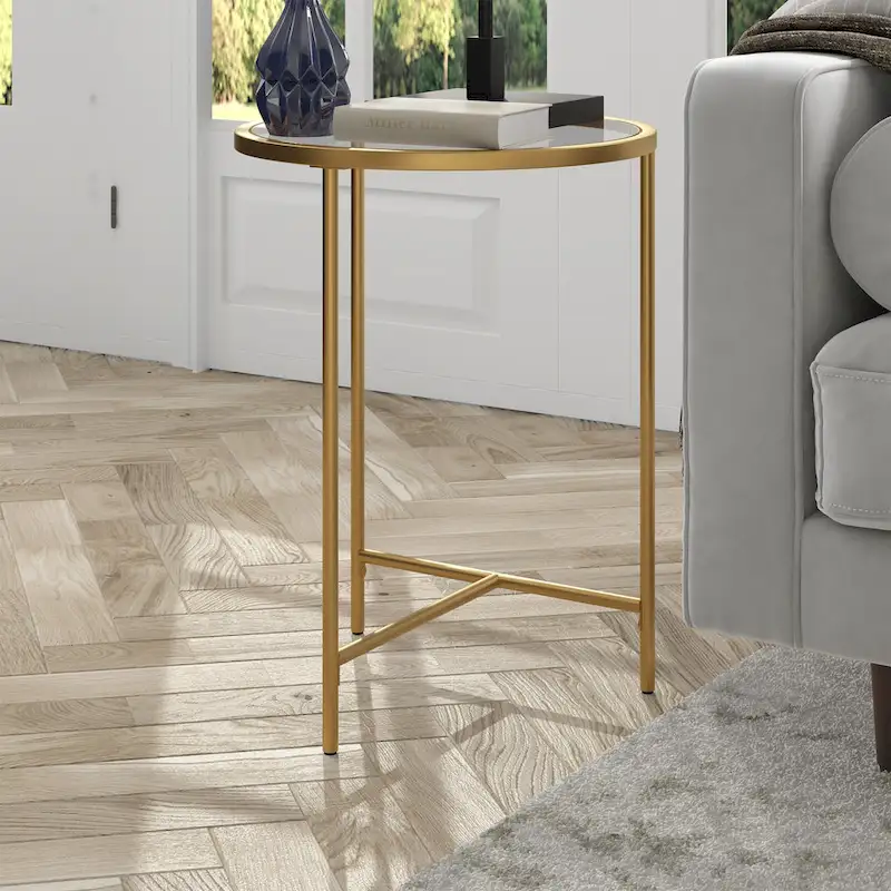 Berenson 18 Wide Round Side Table with Glass Top