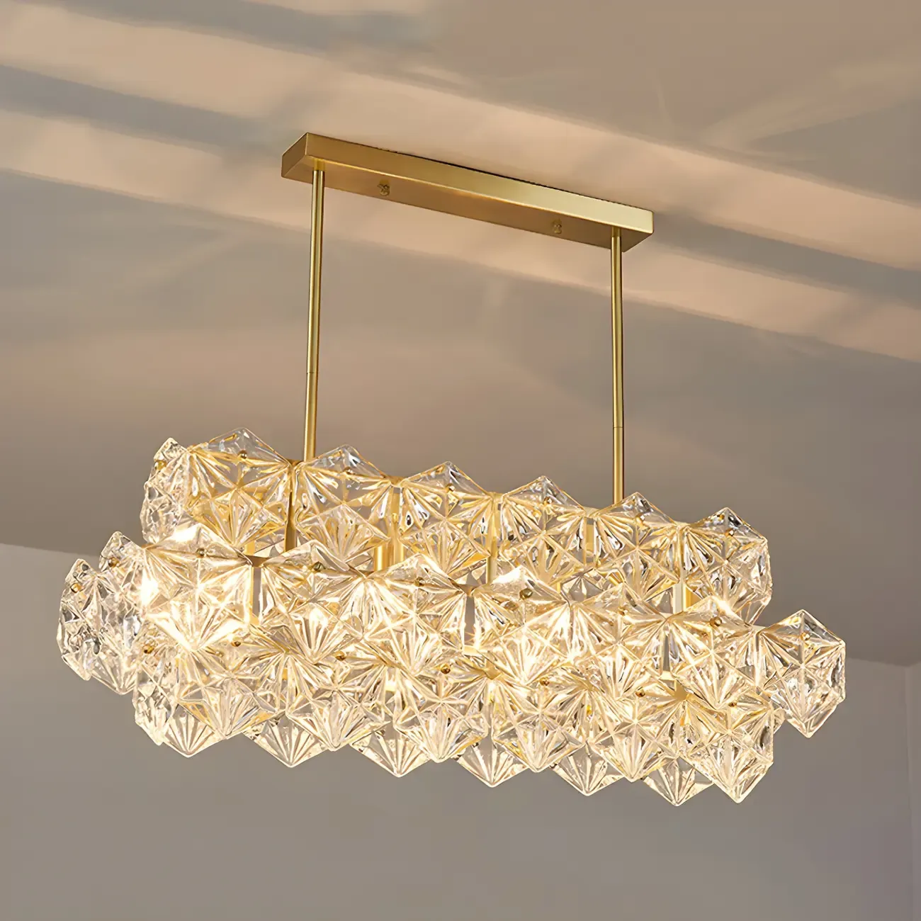 Kitchen Elegant Gold Crystal Pendant Light