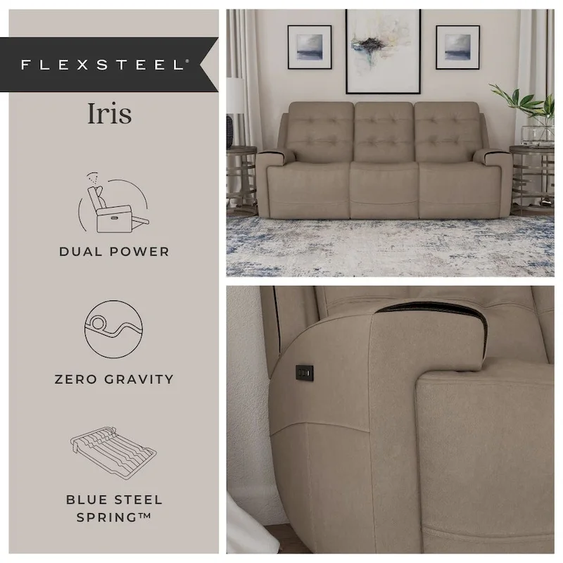 Iris Top Grain Leather Power Reclining Sofa with Power Headrests by Flexsteel