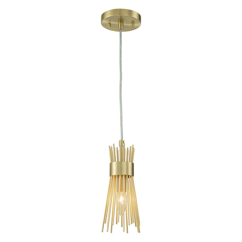 C Cattleya 1-Light Brass Gold Sunburst Hanging Pendant Light