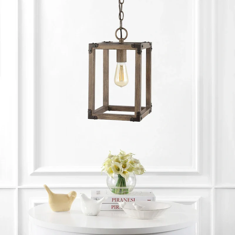 Turing 8.13  Adjustable Iron Rustic Farmhouse LED Pendant, Brown by JONATHAN Y
