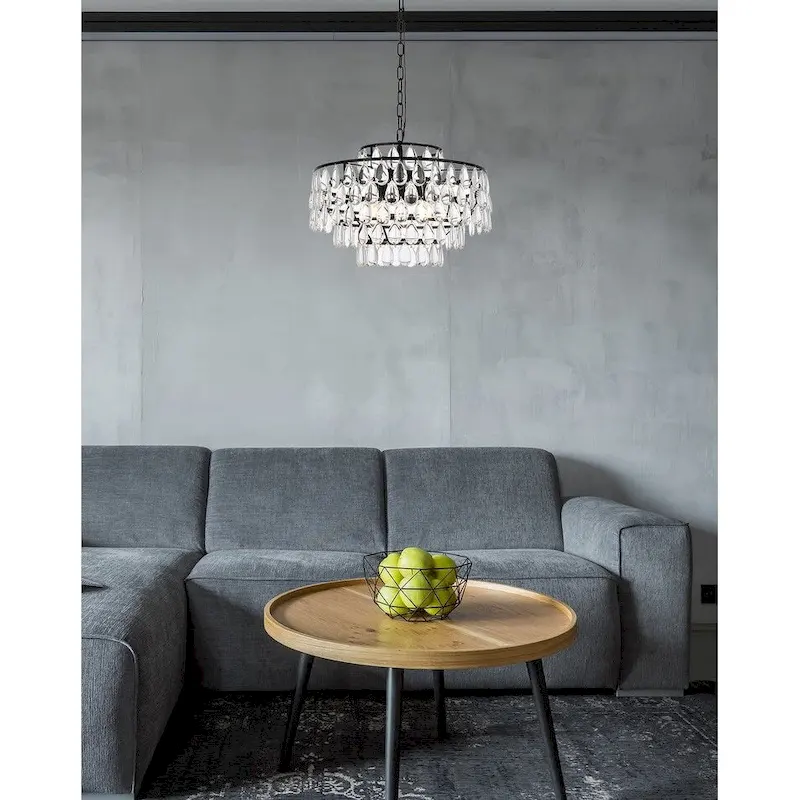 Elegant Lighting 1102D20 Mila 5 Light 20  Wide Crystal Pendant with