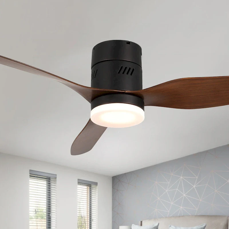 Bella Depot 46  Flush Mount Ceiling Fan with LED Light and Remote 6-Speed Reversible Fan
