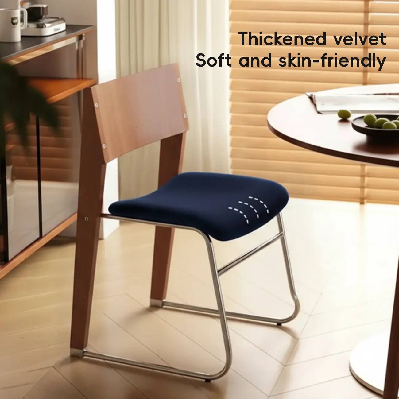 Modern Wood Velvet Open Back Armless Dining Chair Set of 2