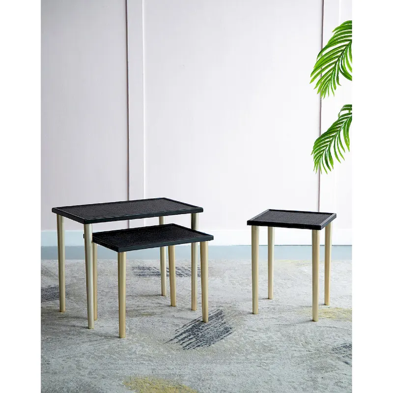 A&B Home Two Tone Nesting Side Tables - Set of 3 - Black/Gold