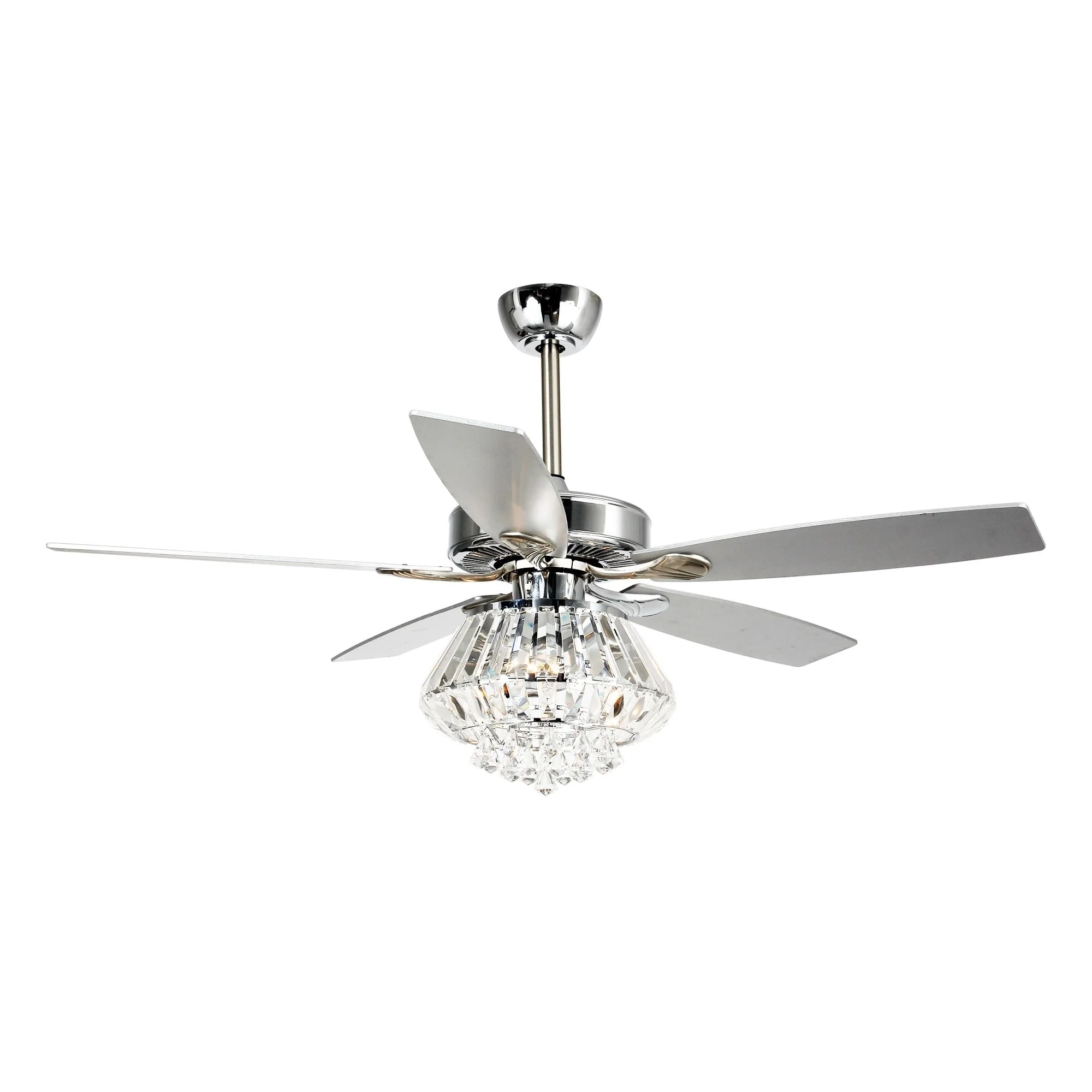 Modern Chrome 52-inch Crystal Chandelier Ceiling Fan with Remote