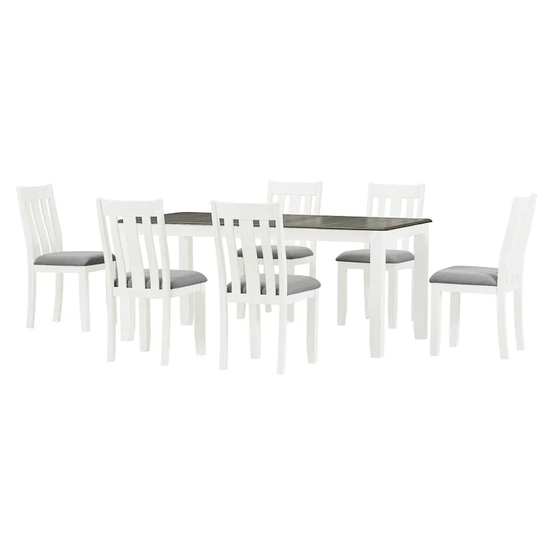 Nestfair Retro Style 7-Piece Dining Table Set with Extendable Table and 6 Upholstered Chairs