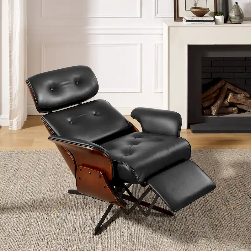 Art Leon Mid-century Modern Faux Leather Lounge Chair Recliner