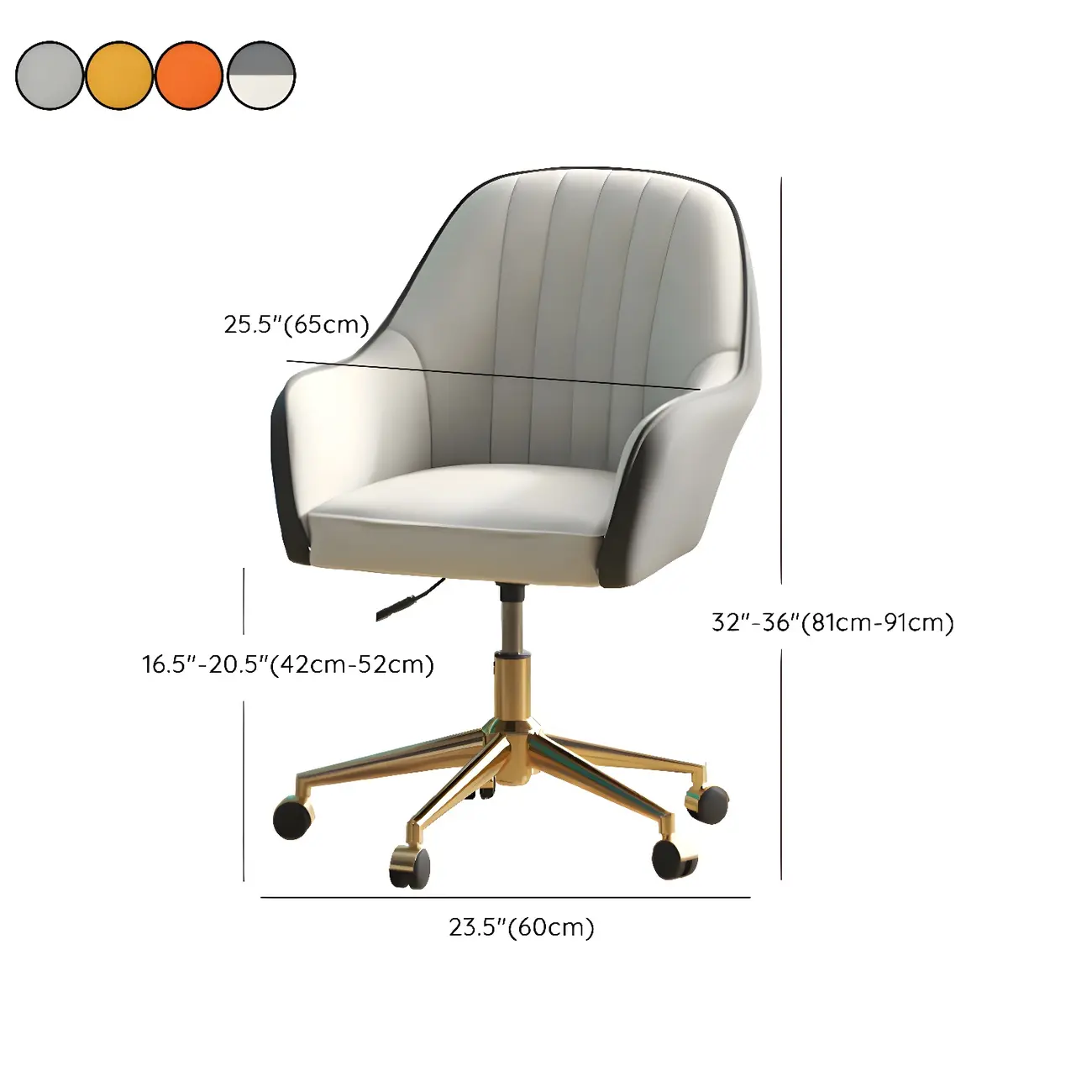 Modern Yellow Leather Swivel Office Chair