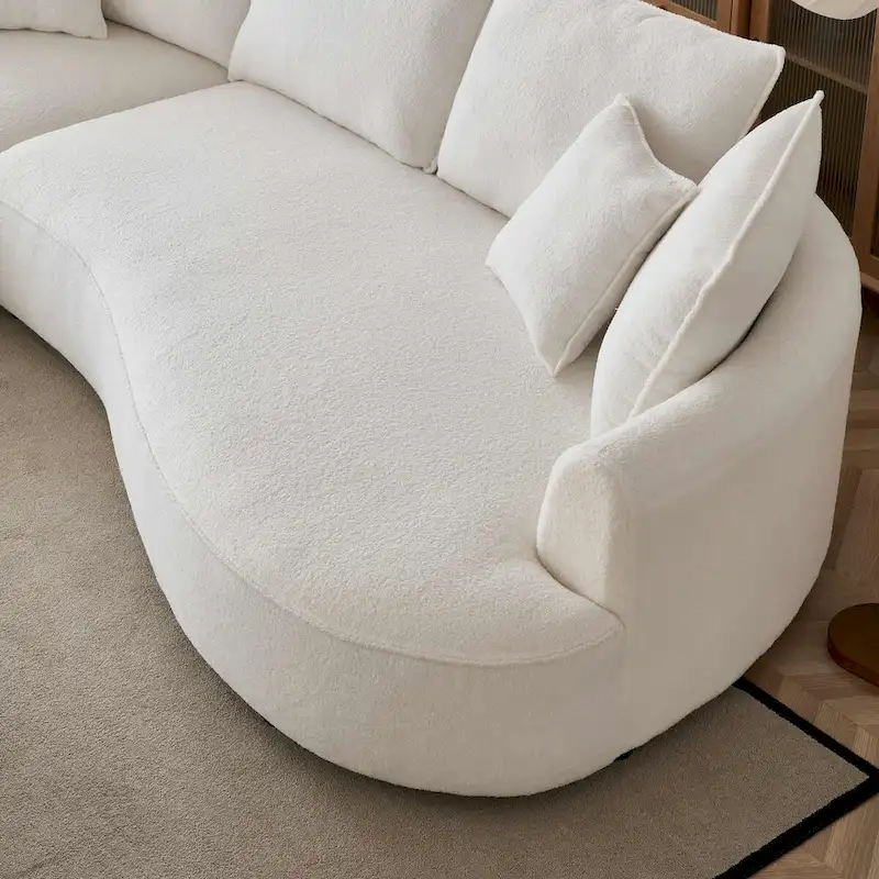 122.8 Modern Teddy Fabric Cloud Curved Sofa -- Left Facing