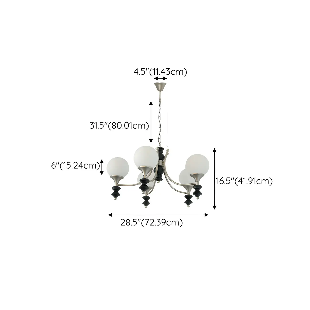 Modern Glass Chandeliers Black Metal Elegant Lighting