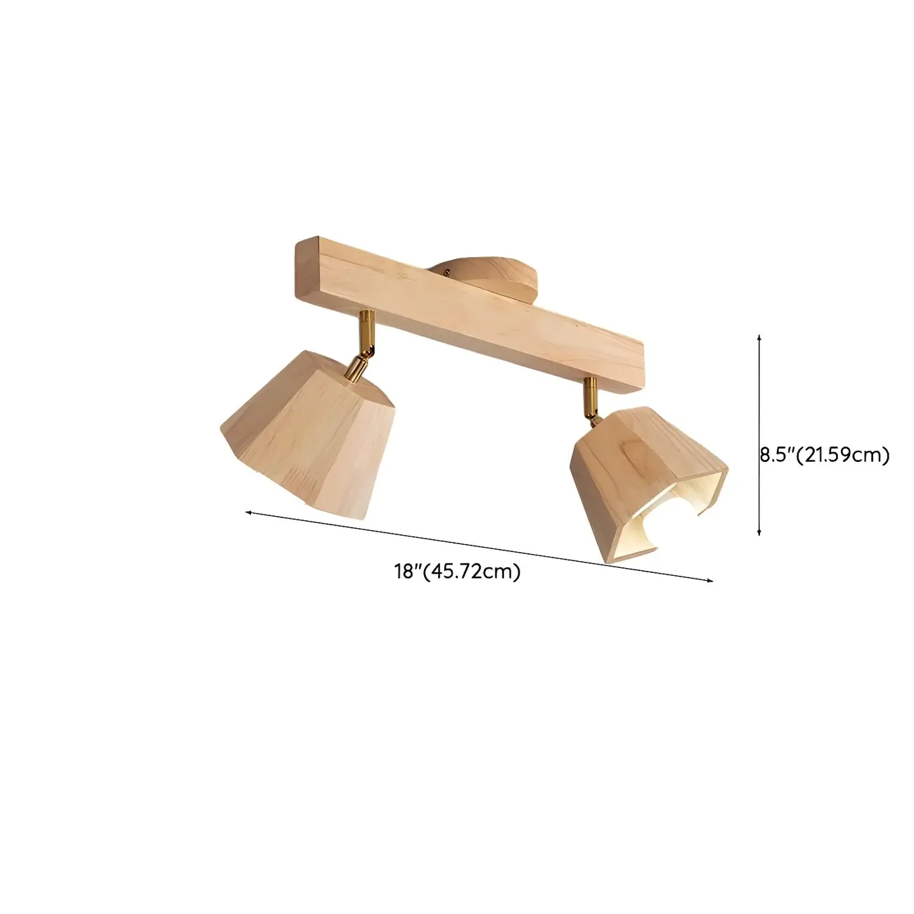 4-Light Adjustable Natural Rubber Wood Semi Flush Track Light