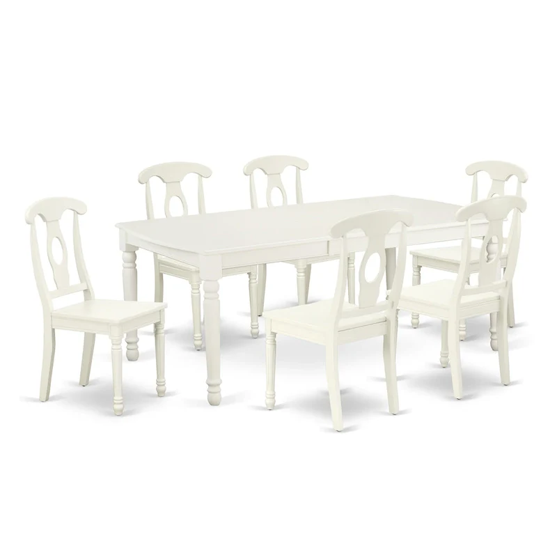 East West Furniture Dining Set- a Rectangle Dining Table and Kitchen Chairs, Linen White (Pieces Option)