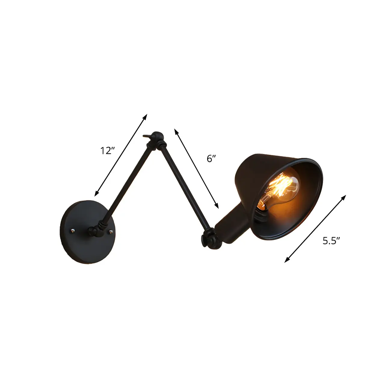 Adjustable Industrial Black  Swing Arm LED Wall Sconce