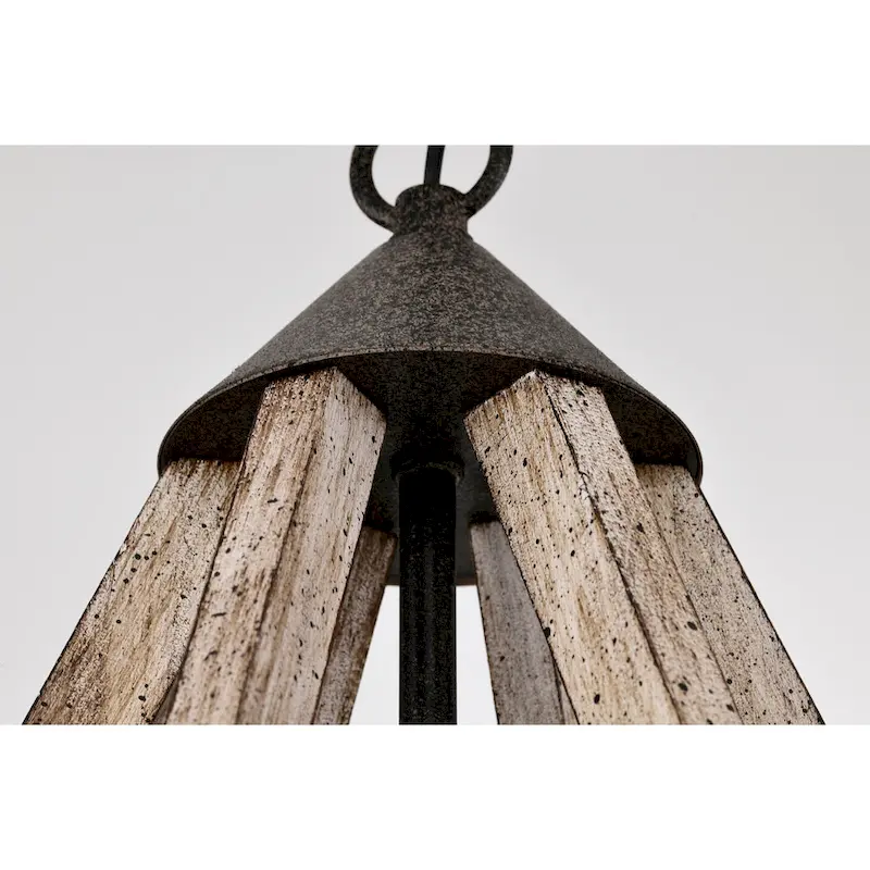 Cydney 16 Inch Geometric Shape Wood Grain Finish Pendant 6 Light