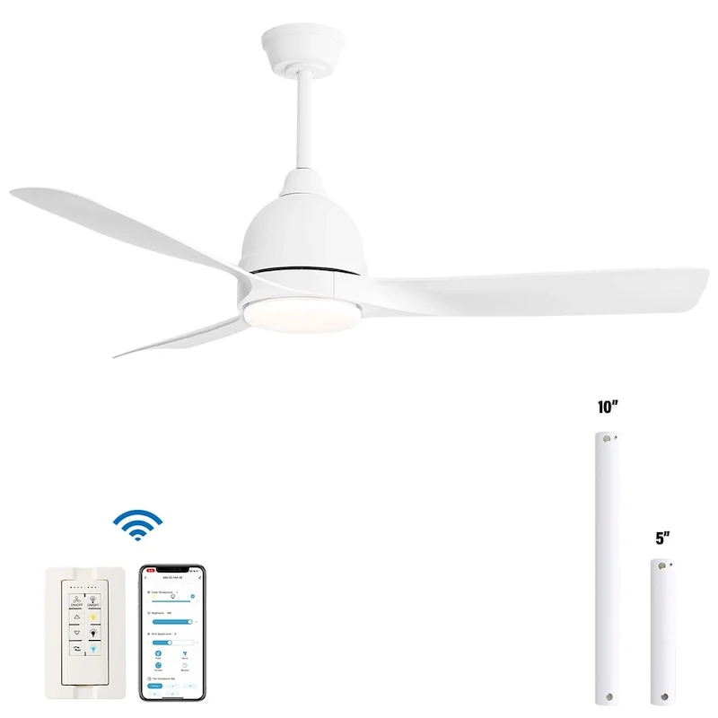 54  Smart Ceiling Fans with Lights and Remote High CFM Bedroom Quiet Fan APP Control - 54 inch