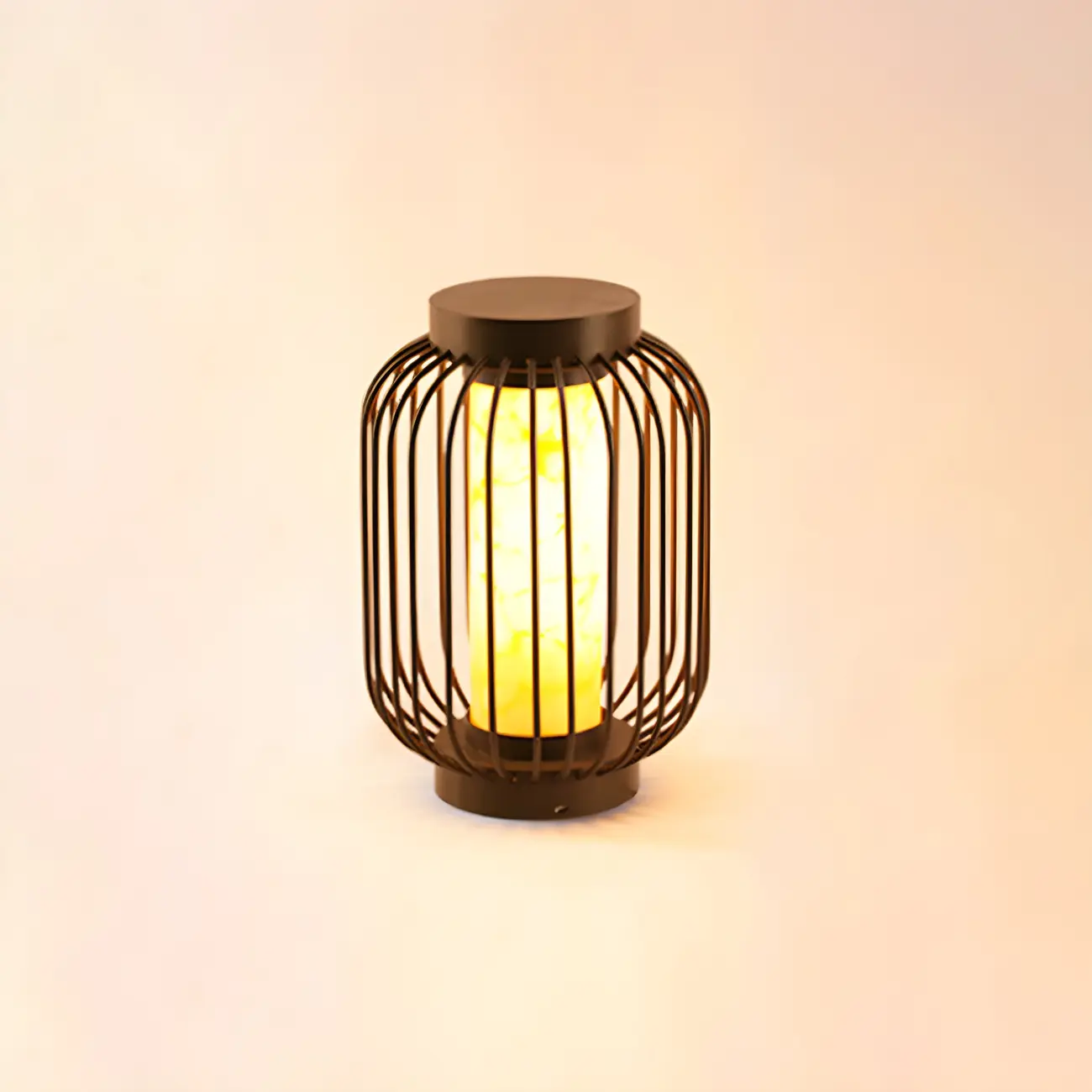 Black Metal Cage Solar Outdoor Post Lights