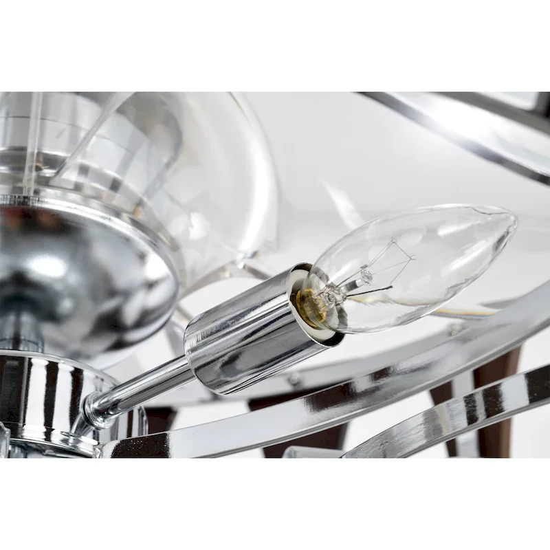 Avani 24-inch Silver and Faux Wood Grain 6 Lights 3 Blades Lighted Ceiling Fan with Remote