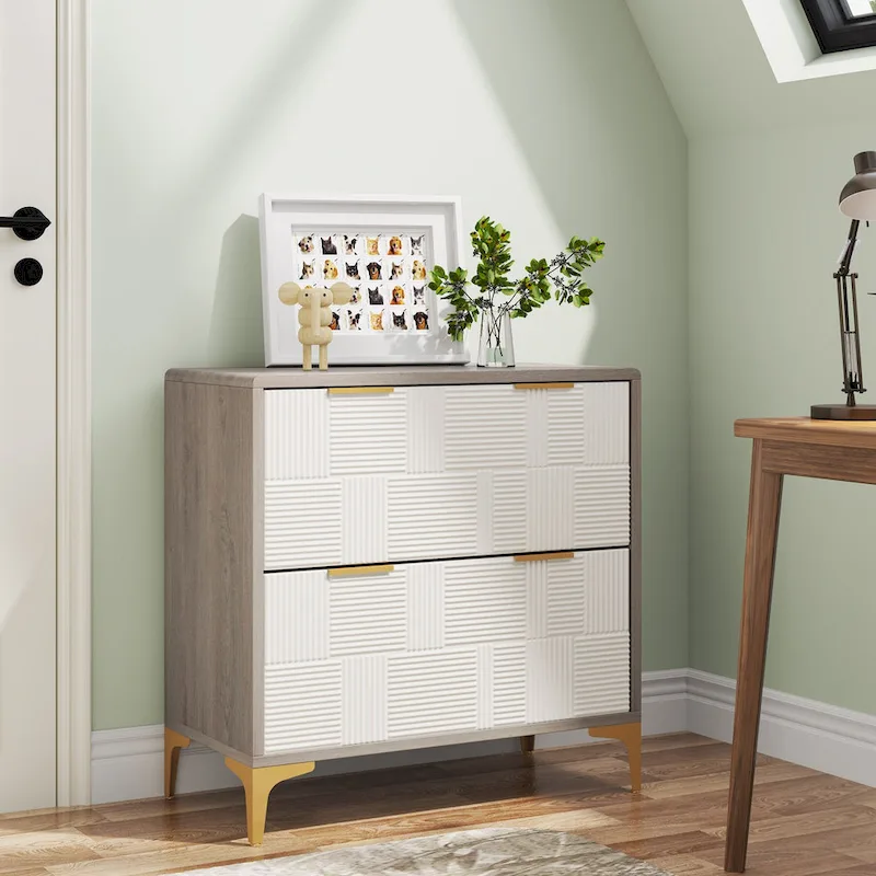 File Cabinet with 2 Drawers, Lateral Filing Cabinet with Adjustable Hanging Bar