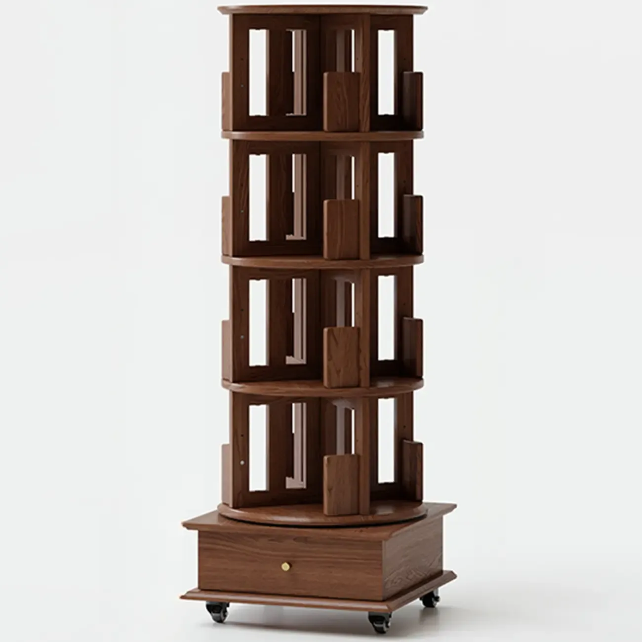 Wooden Vertical Narrow Rotating Bookcase