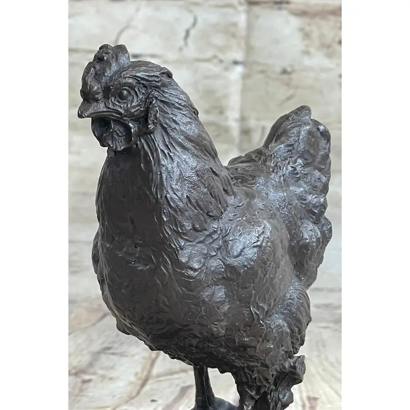 Lucky Chicken Rooster Chanticleer Bronze Statue Sculpture Statue Art 7 Inches X 5 Inches