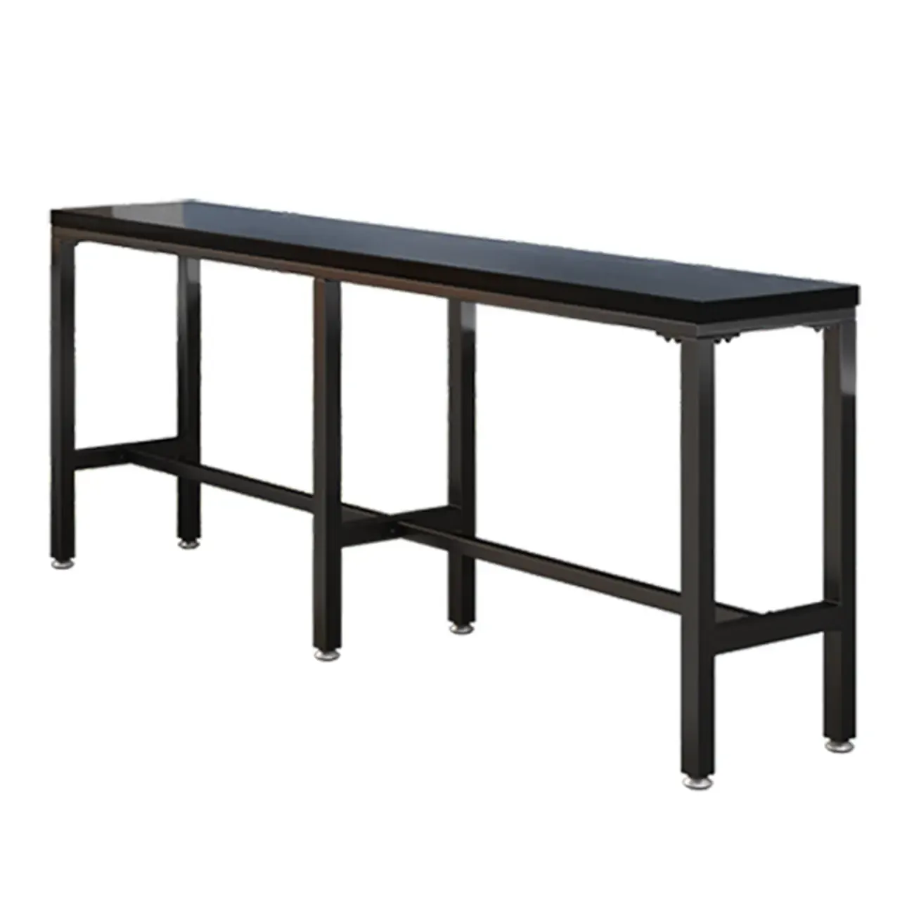 Modern Black Pine Wood Metal Bar Tables with Footrest