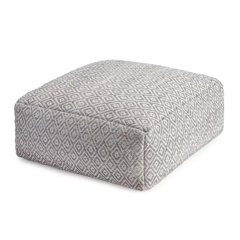 Jani Willamette 34-inch Beige Square Oversized Pouf Ottoman - Stylish Footrest for Living Room, Bedroom