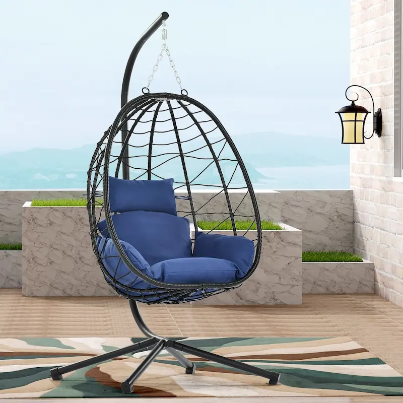 Swing Egg Chair Hammock Chair Indoor Outdoor Patio Cushion Steel Stand - 77 H
