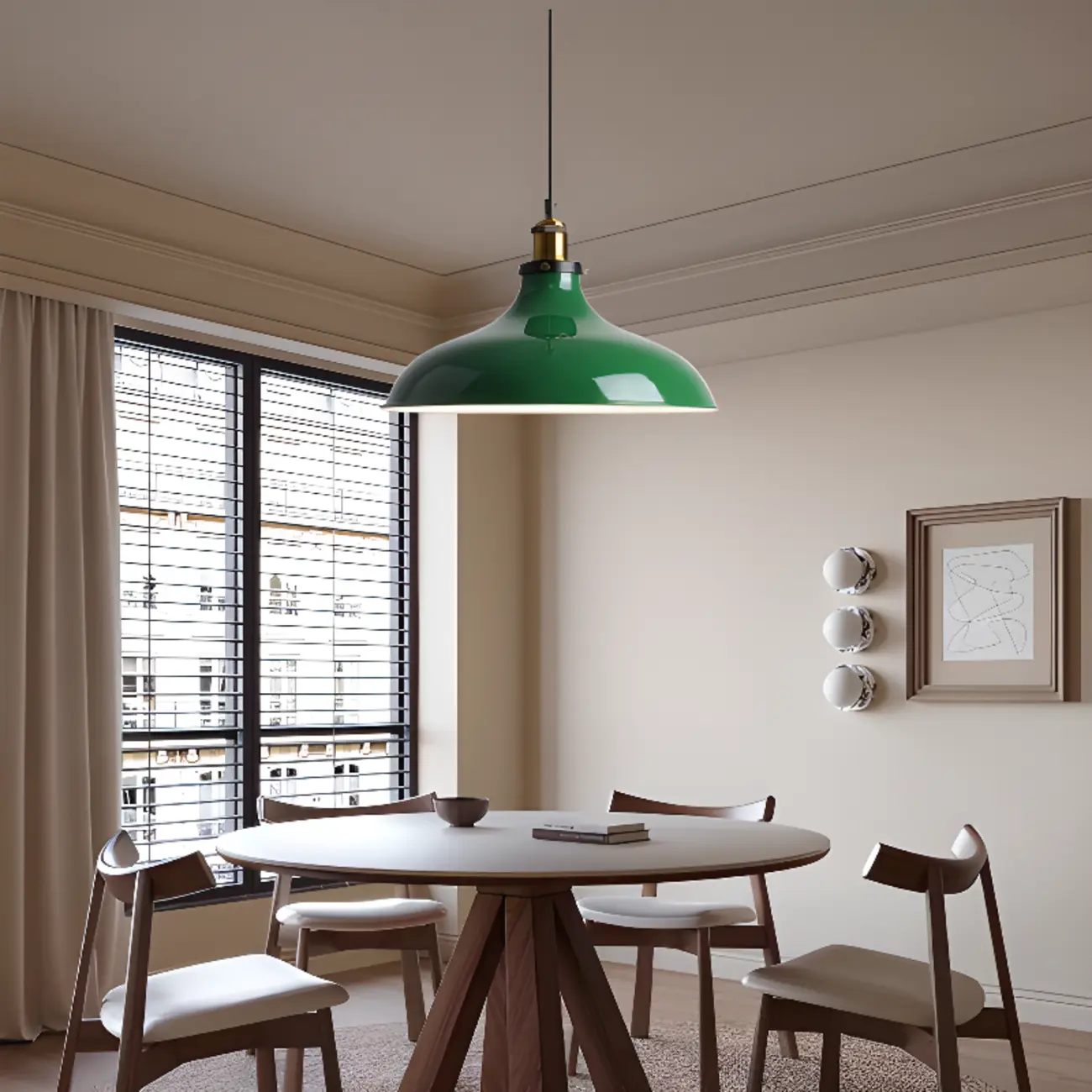 Adjustable Industrial Olive Green Iron Dining Pendant Light