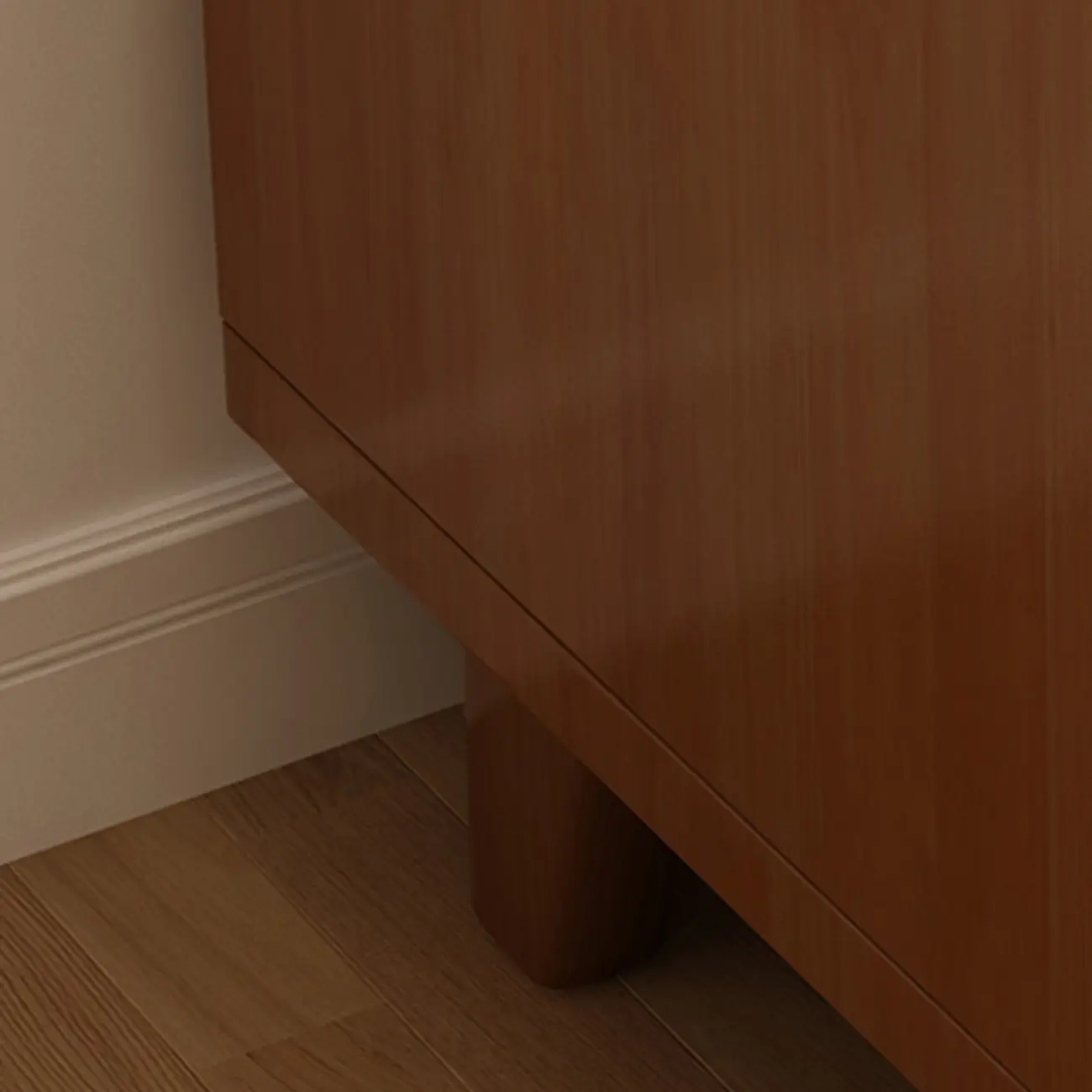 Narrow Small Walnut Wood Nightstand with Shelves