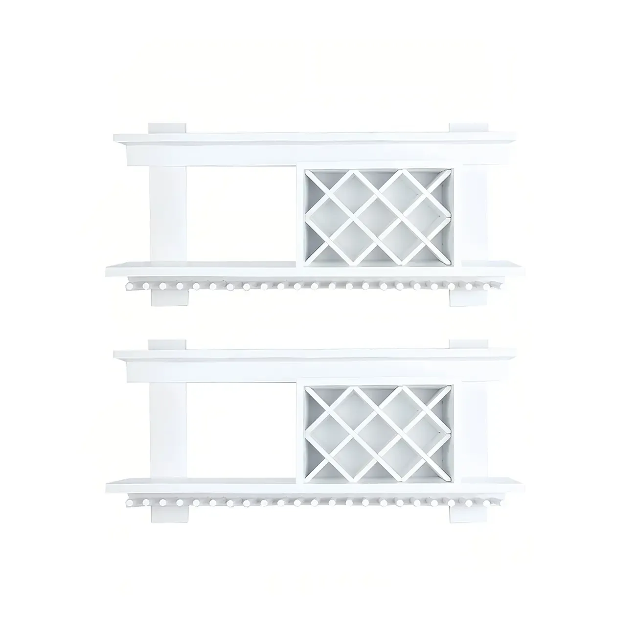 Pine Wooden Wall-Mounted Display Open Wine Bottle & Glass Rack