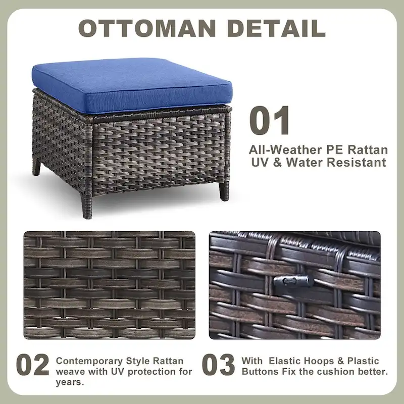 Propane Fire Pit Table Patio Chair Ottoman Sets - Grey