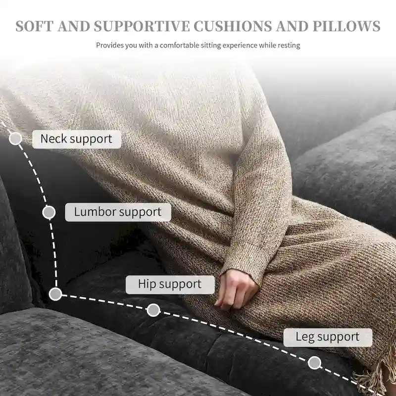 118*55 L-shaped Chenille Cloud Sofa with Double Seat Cushions, 5-seat Upholstered Sleeper Sofa Couch with Chaise Lounge