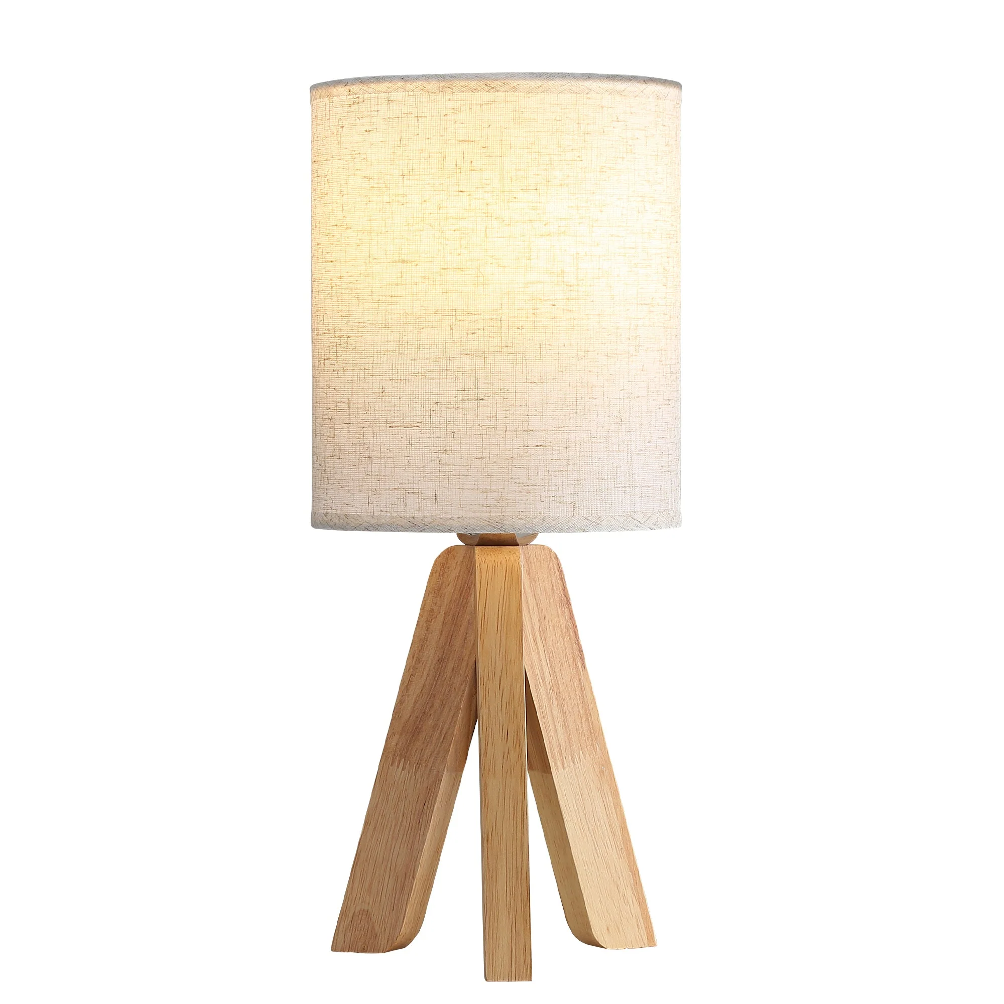 Modern Wooden Base Nightstand Table Lamp Set of 2