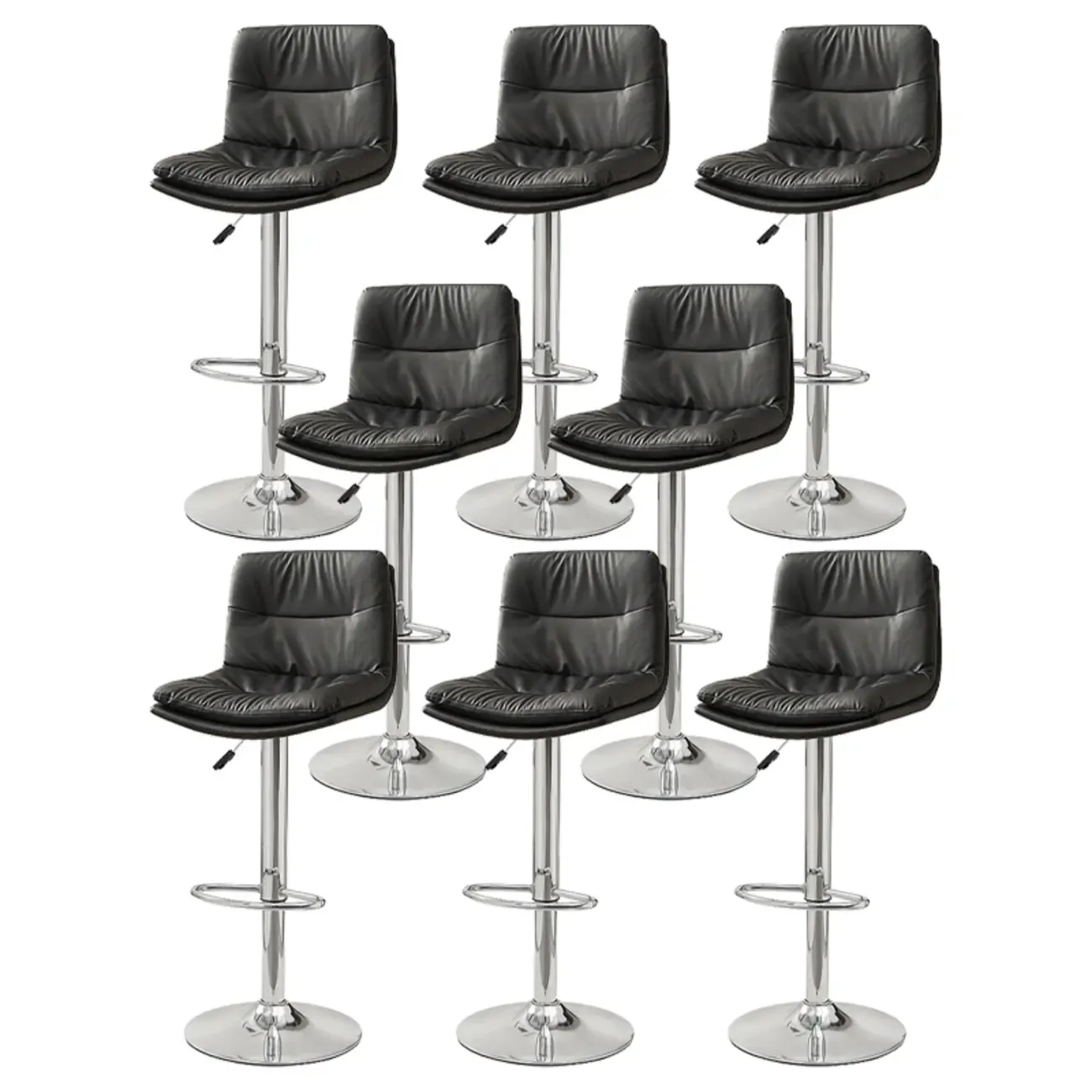 Modern Leather Saddle Swivel Adjustable Bar Stool