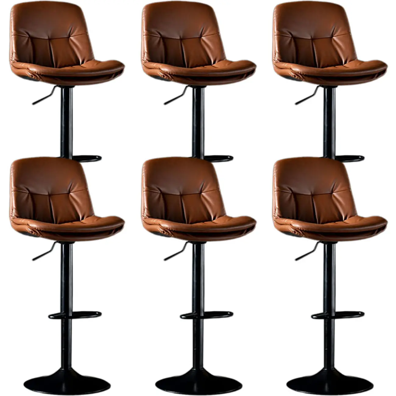 Adjustable Leather Low Back Swivel Bar Stool