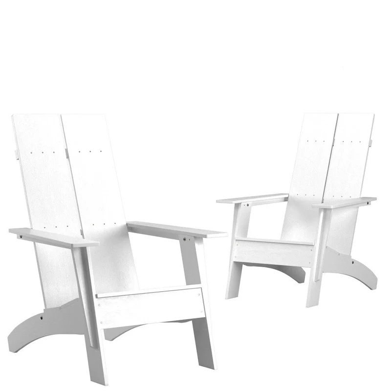 Modern Dual Slat Back Adirondack Style Chairs, Set of 2