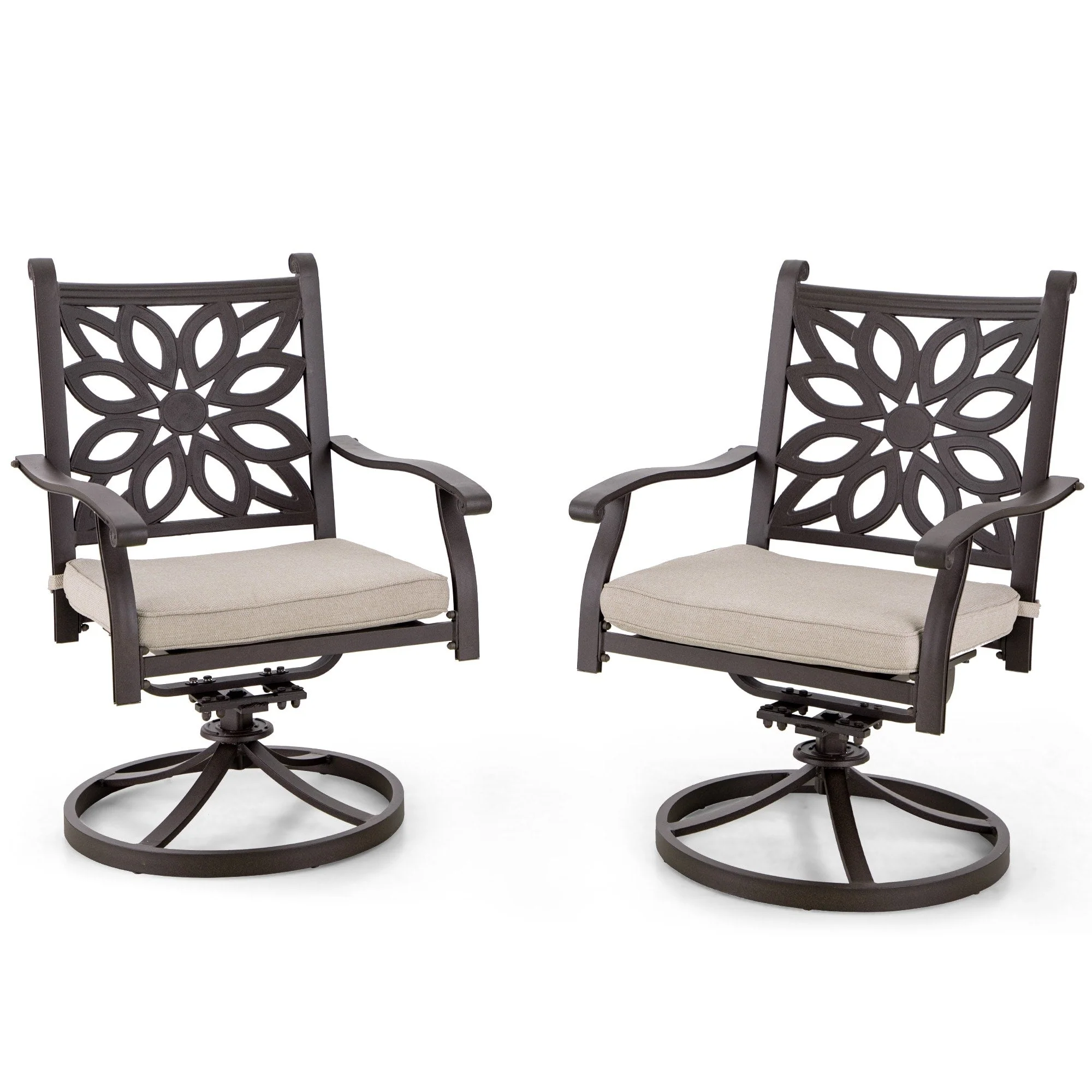 MAISON ARTS Cast Aluminum Dining Chairs/Patio Dining Set with Round Dining Table & 6 Cast Aluminum Patio Chairs
