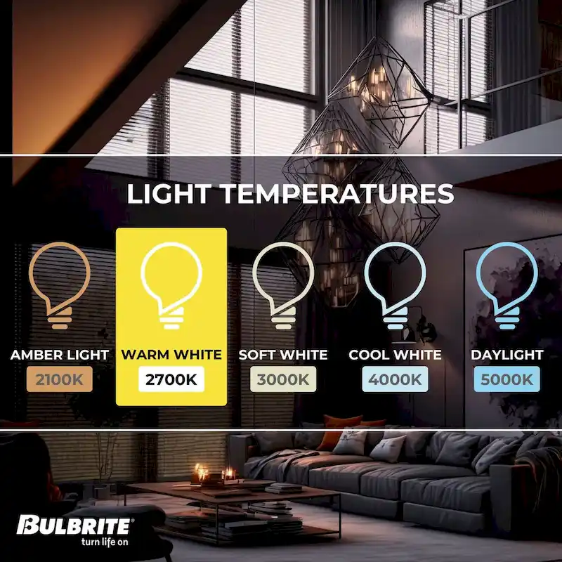 Bulbrite LED Filament Pack of (4) 5 Watt Dimmable 5 Inch T9 Light Bulbs with Clear Glass Finish and Medium (E26) Base
