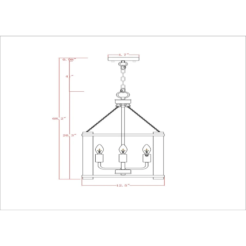 Jenus 13 Inch Antique Farmhouse Box Shape 4 Light Pendant