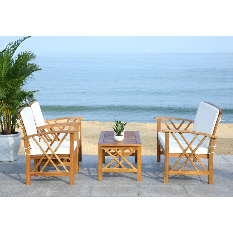 Aana Wicker 4 - Person Garden Lounge Set with Cushions - Premium Quality Home Furniture | Kendale Furniture