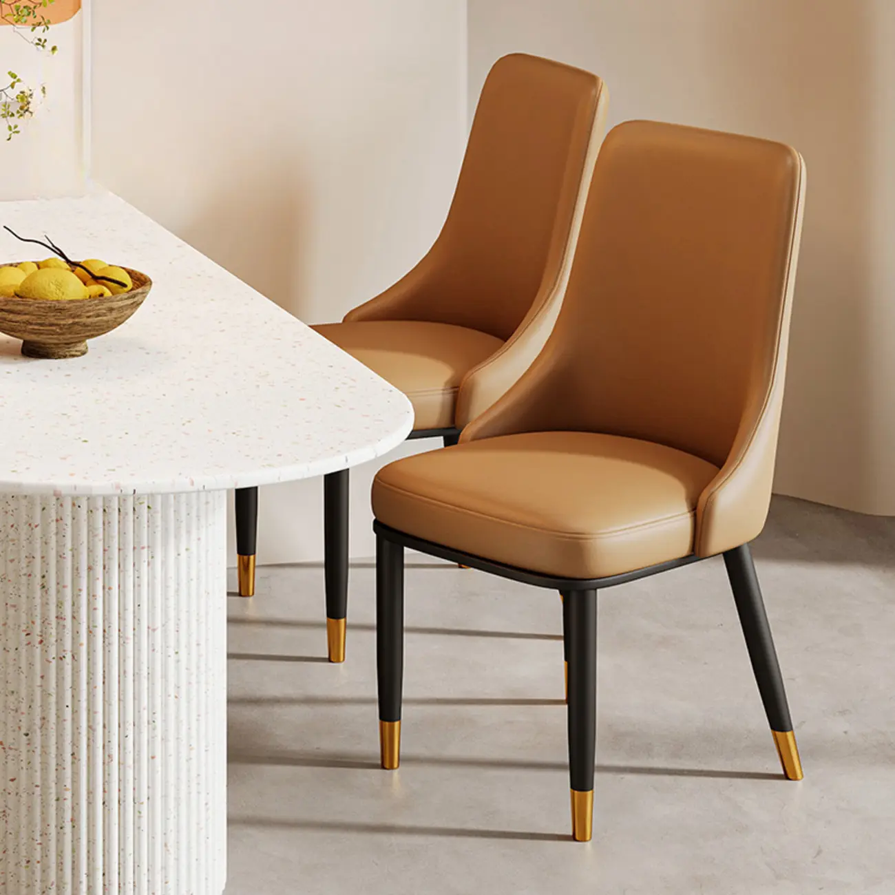 Modern Upholstered Metal Leather Dining Chairs