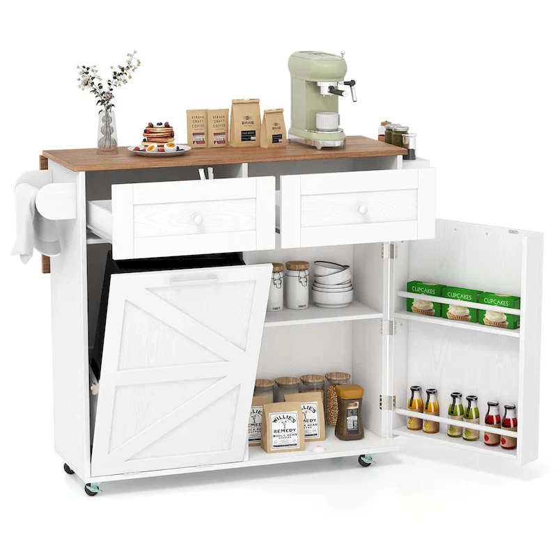 Costway Rolling Kitchen Island Kitchen Island Cart with Drop Leaf - See Details
