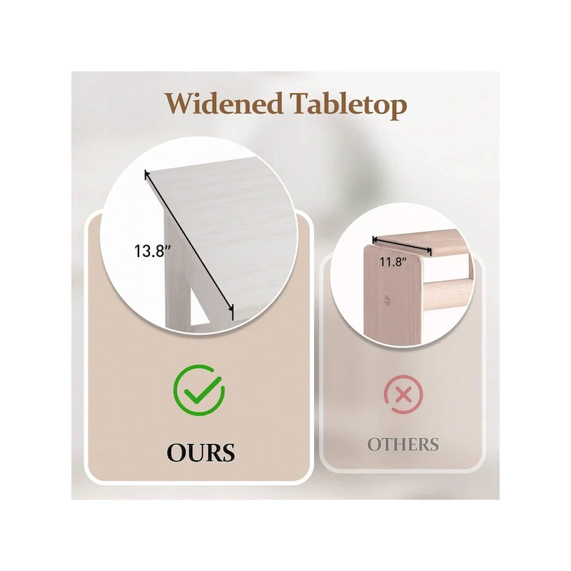 Boho Natural Rattan Console Table With Widened Tabletop & 2 Drawers