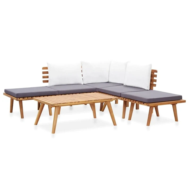 vidaXL Patio Lounge Set Outdoor Sectional Sofa Set Table Solid Wood Acacia - 23.6 x 25.6 x 25.6