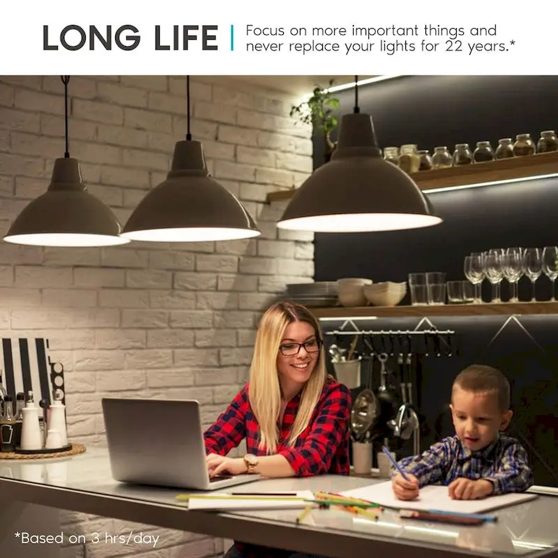 Luxrite A19 LED Light Bulbs 100W Equivalent Dimmable, 1600 Lumens, Enclosed Fixture Rated, Energy Star, E26 Base 4-Pack