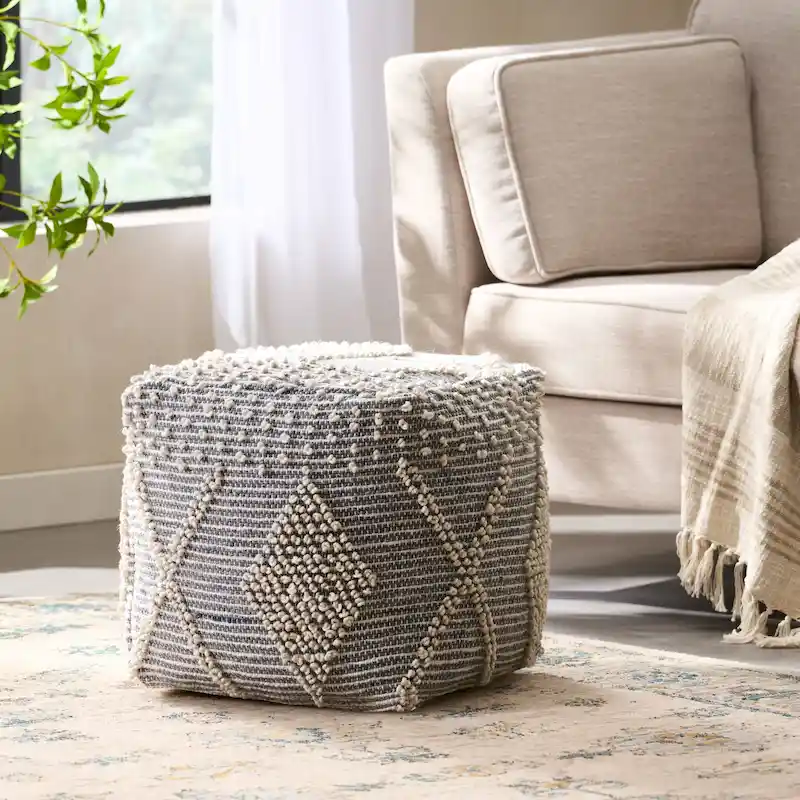 Brinket Boho Cube Yarn Pouf by Christopher Knight Home