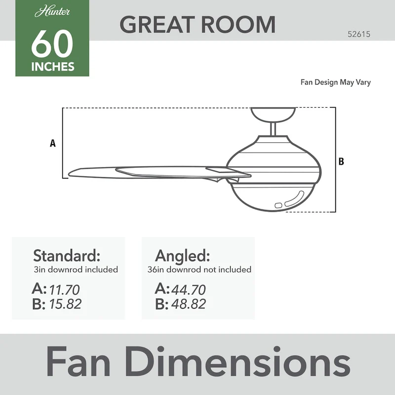 Hunter 60  Overton Damp Rated Ceiling Fan with LED Light Kit and Wall Control - Windmill, Transitional, Modern - ENERGY STAR